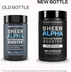 Testosterone Booster for Men - Sheer Alpha T-Booster - Clinically Backed Dose, Strongest Formula - Made in USA - Premium Blend of Fadogia Agrestis Tongkat Ali and Shilajit. 30 Servings