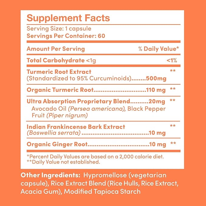 Further Food Premium Curcumin Turmeric Capsules 500mg – Organic, High Potency with Black Pepper & Avocado Oil