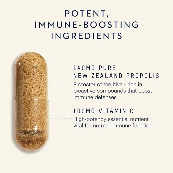 Manuka Health BIO30 Propolis, 1-A-Day Immune Support Supplement with Vitamin C – Propolis Capsules for Immunity, Wellness & Vitality - 90-Count (90-Day Supply)