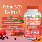 5-in-1 Organic Turmeric Curcumin Supplement (4210mg) with Berberine, Ceylon Cinnamon Bioperine and Ginger Supplements for Joint, Heart, Gut, & Metabolic Support (60 Servings) (Pack of 4)