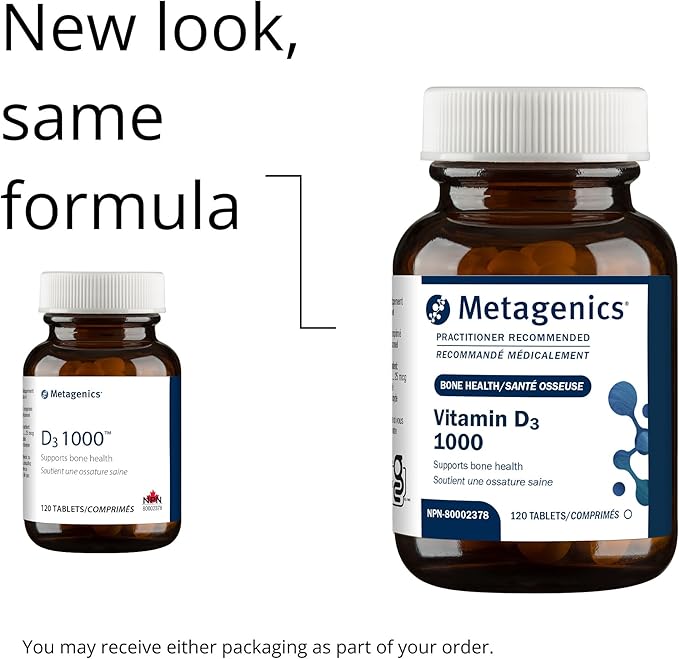 Metagenics Vitamin D3 1000 IU - Vitamin D Supplement for Healthy Bone Formation, Cardiovascular Health, and Immune Support - 120 Count