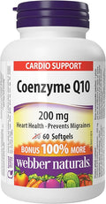 Webber Naturals Coenzyme Q10 (CoQ10) 200 mg, 60 Softgels, High Potency Antioxidant Supplement for Heart Health and Cellular Energy Production, 60 Day Supply, Gluten Free