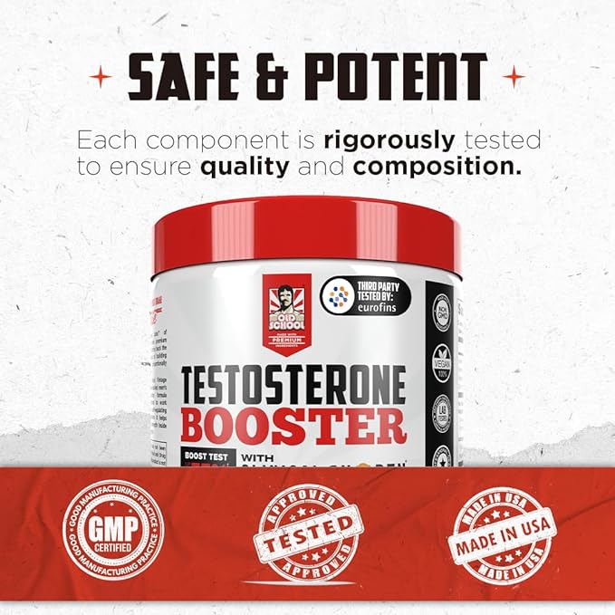 Old School Labs Testosterone Supplement for Men – Shoden® Ashwagandha + Tongkat Ali & Maca Root – Max Potency Test Booster for Muscle, Strength, Drive & Stamina – 120 Veggie Caps