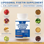 1800mg Fisetin Supplement - Advanced Liposomal Delivery 98% Pure Fisetin Antioxidant for Healthy Aging Non-GMO - 180 Capsules