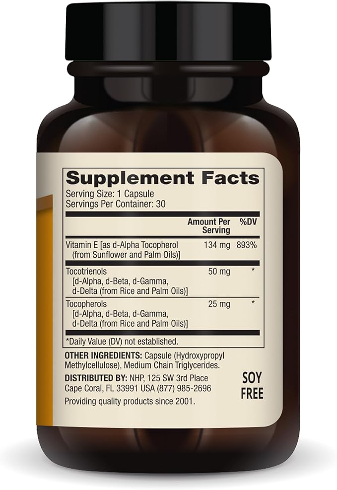 Dr. Mercola Vitamin E - Supports Healthy Skin & Antioxidant Status - Tocopherols and Tocotrienols Blend - Non-GMO, Gluten-Free & Soy-Free - 30 Capsules (30 Servings)