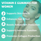 Vitamin E 400 IU Gummies for Women, Vitamin E Chewable Supplement with VIT A, C, Biotin, Zinc, Powerful Antioxidant, Skin & Hair Health, 60 Count