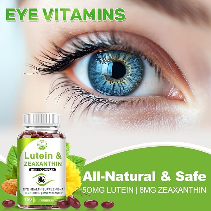 Lutein and Zeaxanthin Supplements, Eye Vitamin & Mineral Supplement, Multivitamin for Vision & Ocular Health with Omega-3, Protect and Enhance Your Eye Health Completely, 150 Softgels