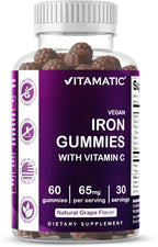 Vitamatic Iron 65 mg Gummies Supplement for Women & Men - 60 Vegan Gummies - Great Tasting Iron Gummy Vitamins with Vitamin C (1)