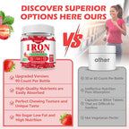 90 Count | Iron Supplement for Women, Men & Kids, Iron Gummies for Iron Deficiency & Anemia with Vitamin C B6 B12,Folate-Iron Supplement Support Bl♡♡d Oxygen & Energy Boost, Vegan,Non-GMO &Gluten Free