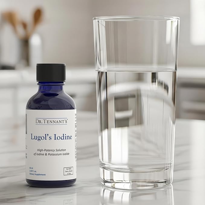 Liquid Lugol's Iodine Supplement 2% | Potassium Iodide Formula | Thyroid & Hormonal Balance Support | 2 Fl Oz with Dropper | 240 Servings | Dr. Tennant's