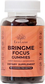 BRINGME Focus Gummies – Nootropic Brain & Focus Support with Ashwagandha, Rhodiola, Potassium & Magnesium for Memory, Clarity, Mood & Energy – Low Sugar Cherry Flavor, 90 Count