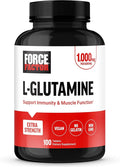 Force Factor L-Glutamine 1000mg Tablets, Glutamine for Muscle Recovery, Healthy Muscle Function, and Immunity, Vegan, Non-GMO, 100 Tablets