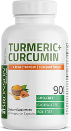 Bronson Turmeric Curcumin Extra Strength - Antioxidant, Joint & Digestion Support with BioPerine, Non-GMO, 90 Vegetarian Capsules