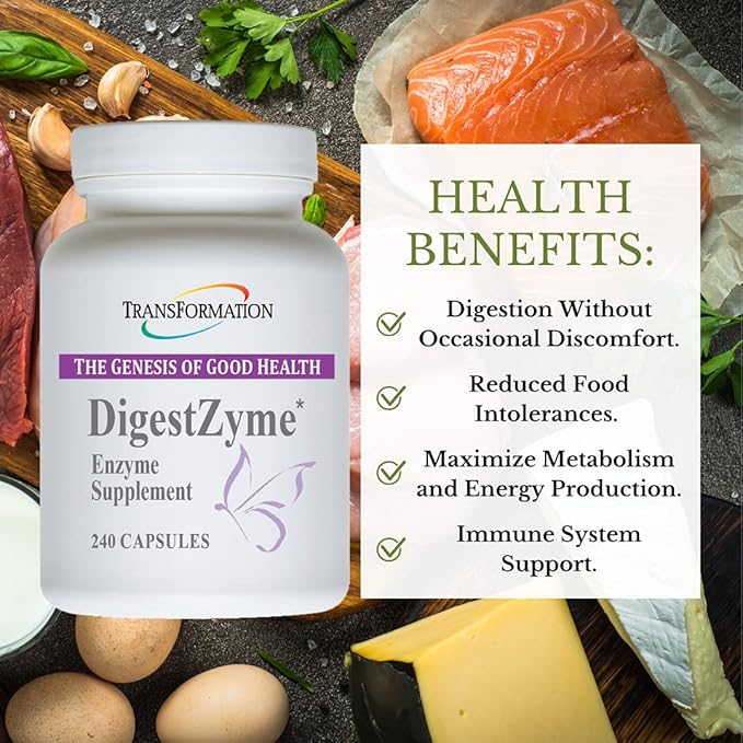 TRANSFORMATION THE GENESIS OF GOOD HEALTH Enzymes Natural DigestZyme Supplement Formula for Overall Health, Nutrient Absorption, Support Digestion During Pregnancy & Lactation, Children's Digestive