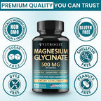 VITBOOST Magnesium Glycinate 500mg - High Absorption Chelated Supplement - Supports Sleep, Muscle Recovery & Heart Health - Non-GMO, Vegan - 120 Capsules - Made in USA