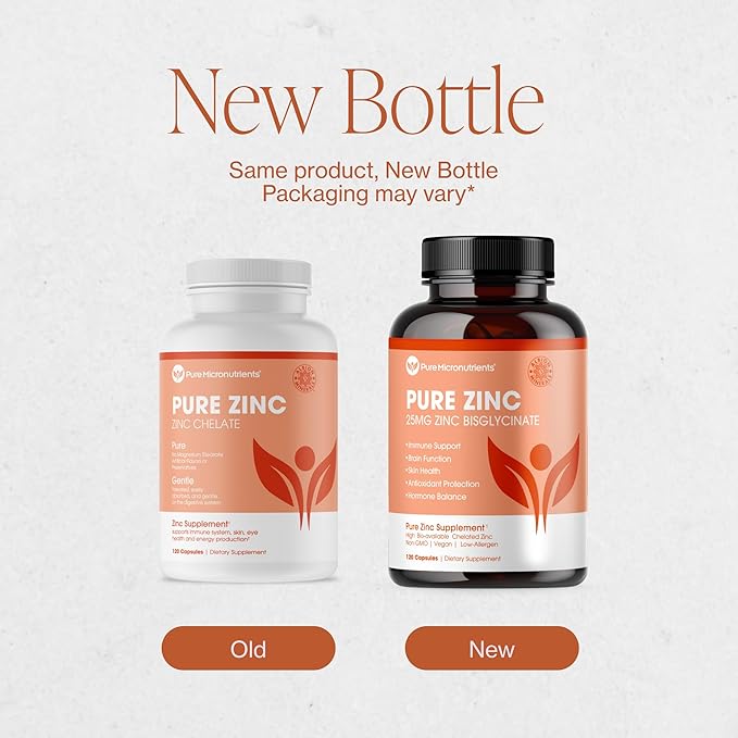 Pure Zinc Supplement 25mg - TRAACS Bisglycinate Chelate - 120 Capsules for Immune Support, Skin Health & Energy - for Men & Women
