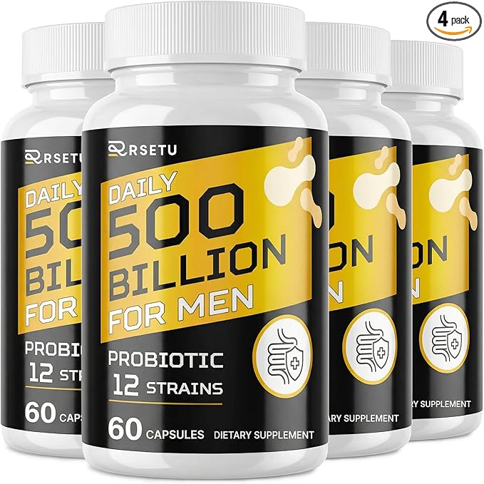 Probiotics for Men, 500 Billion CFUs & 12 Strains Mens Probiotic with Turmeric Cranberry, Goji, Gut Health for Men, for Digestive Health, Gut, Bloating & Gas, Immune, Energy Support, 120-Day Supply