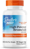 Doctor's Best 3000 GDU Bromelain Proteolytic Digestive Enzymes Supplements, Supports Healthy Digestion, Joint Health, Nutrient Absorption, 500 mg,Capsule, 90 Count(Pack of 1)