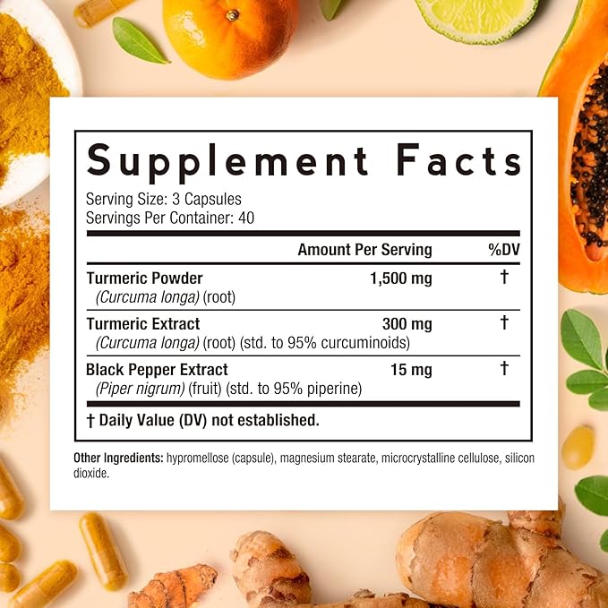 Doctor's Recipes Turmeric Curcumin with Black Pepper Extract, High Absorption Ultra Potency Turmeric Supplement with 95% Curcuminoids, Comfort and Immune Support, Vegan, Non-GMO, 120 Caps