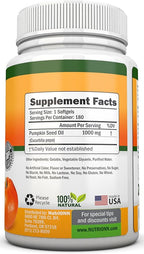 Pumpkin Seed Oil - 1000MG - 180 Softgels - Cold-Pressed Natural Pumpkin Seed Oil - Natural Source of Essential Fatty Acids - Great for Hair Growth, Prostate Health and GI Tract