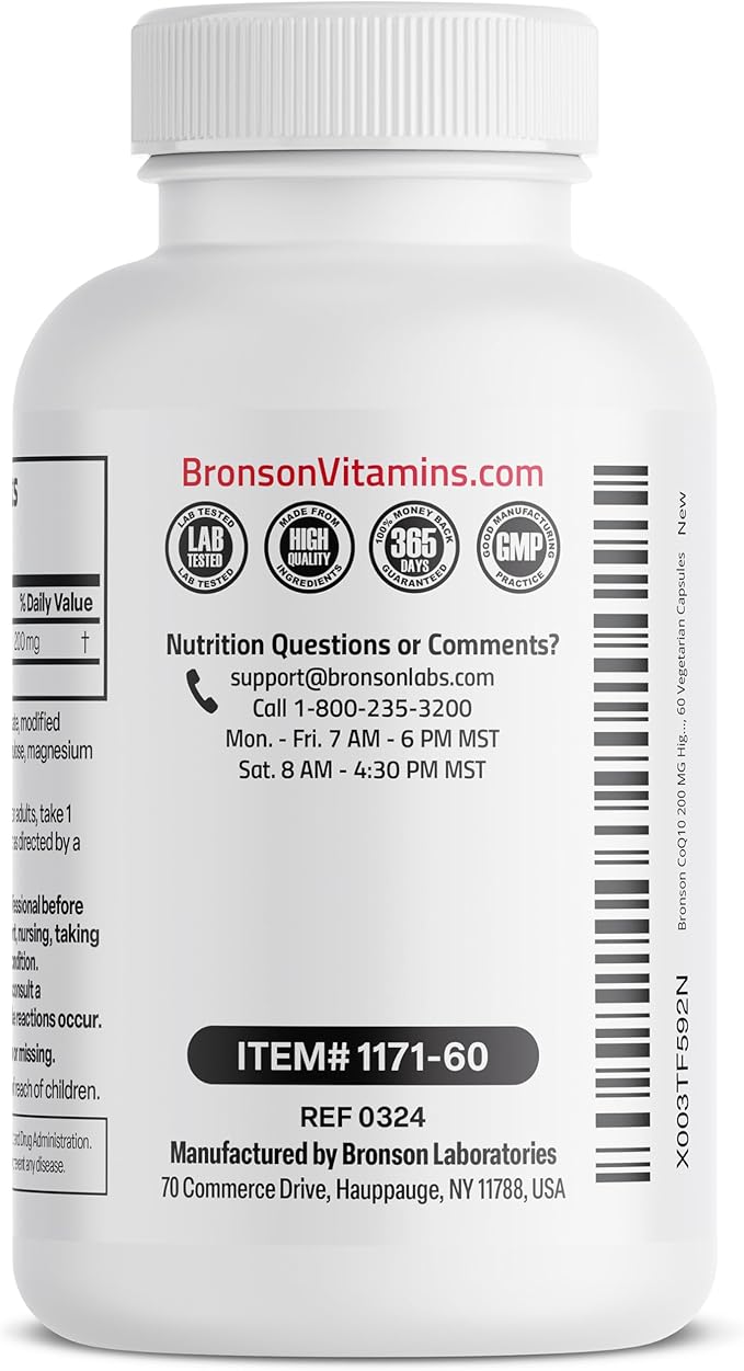 Bronson CoQ10 200 MG High Potency Cellular Energy Production, 60 Vegetarian Capsules