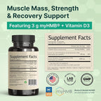 VINATURA HMB 3000mg and Vitamin D3 Supplement - HMB (Beta-Hydroxy Beta-Methylbutyrate), Vitamin D3 (1600 IU), Made in USA & NSF Certified for Sport - 120 Capsules