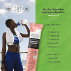 Earth's Splendor Electrolytes Powder Packets Sugar Free White Peach Hydration Sticks with Essential Vitamins for Energy & Sports Performance Travel-Friendly Single-Serve Packets for Daily Use 10 Pack