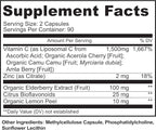 Liposomal Vitamin C with Zinc Capsules - Vit C Organic Elderberry, Amla, Camu Camu- Vitamina C High Absorption, Anti Aging, Immune Support,1500mg/Serving 3 Month Supply Gluten Free NON GMO Veggie Caps