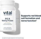 Vital Nutrients Vitamin B12 & Methyl Folate - Vegan Methylated Folate & B12 Supplement - 5-MTHF Plus B12 Supports Nervous System & Metabolism* - Gluten, Dairy, Soy Free - 100 Capsules