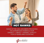 Hot Rawks Organic Superfood & Herbal Supplement for Men and Women – Maca, Korean Ginseng, Tribulus, Cacao + Botanical Blend – Vegan, Non-GMO, All-Natural Daily Vitality & Mood Support – 60 Capsules
