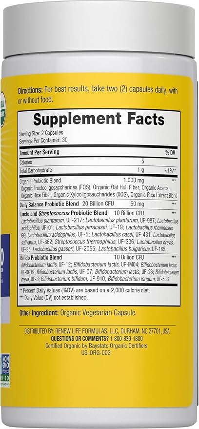 Renew Life Daily Balance Probiotic, 60 CT