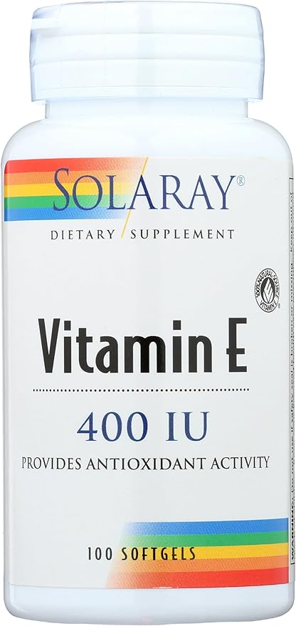 SOLARAY Vitamin E d-Alpha Tocopherol 268mg (400 IU) | Heart & Skin Health, Antioxidant Activity Support | 100ct