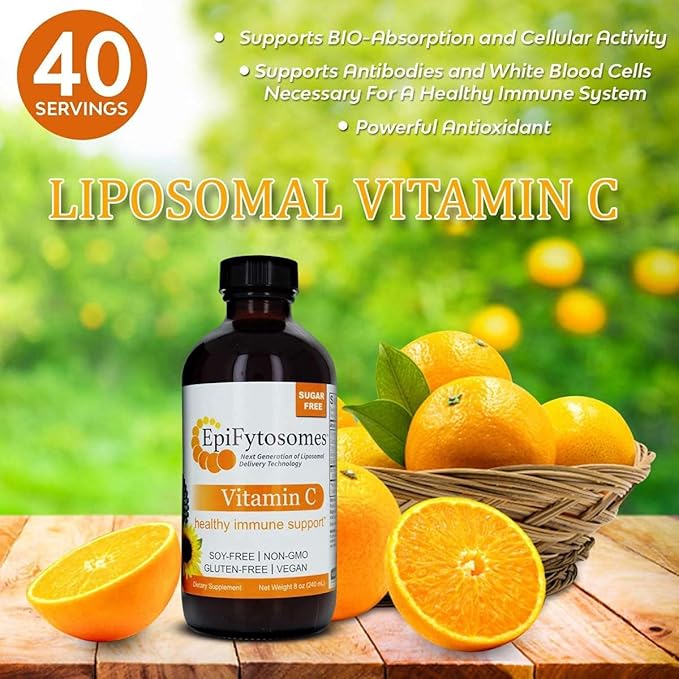 Liposomal Vitamin C Nature’s Answer EpiFytosomes Vitamin C 1,000 mg per Serving - Vegan Dietary Supplement - Soy Gluten Free Non GMO - Ideal for Healthy Immune Support - 6 mL (40 Servings per Bottle)