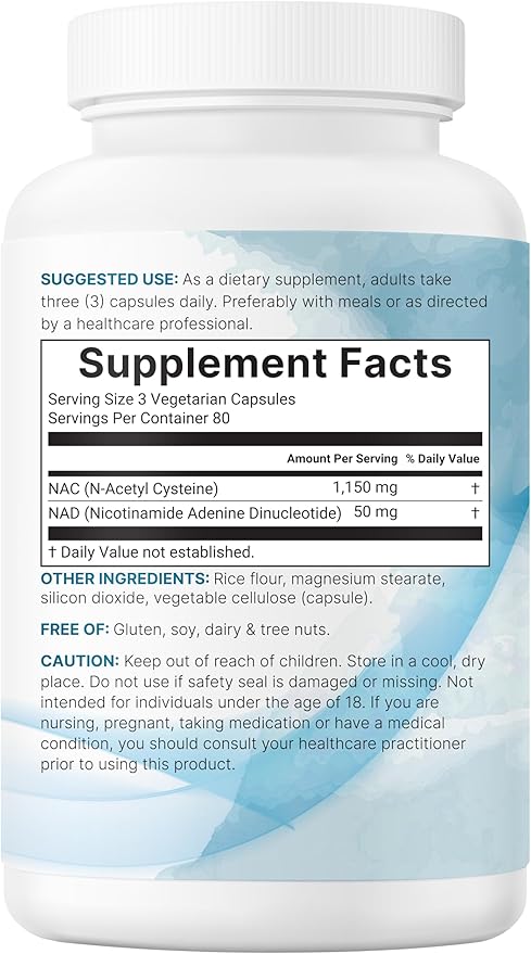 Micro Ingredients NAC with NAD+, 240 Vegetarian Capsules | 1,200 mg Per Serving | 2-in-1 N-Acetyl-L-Cysteine with Nicotinamide Adenine Dinucleotide | Non-GMO, cGMP Manufactured