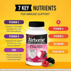 Airborne 1000mg Vitamin C + Zinc Immune Support Supplement Chewable Tablets Powerful Antioxidants Vitamins A C & E, 116 Chewable Tablets, Very Berry Flavor (2 Pack)