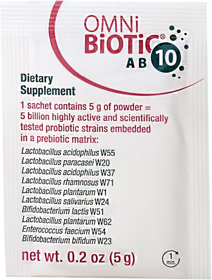 OMNi BiOTiC AB 10 - Clinically Tested Restorative Probiotic - Supports & Restores Gut Flora & Digestion - Digestive Probiotic for Diarrhea - Vegan, Hypoallergenic, Non-GMO (30 Daily Packets)