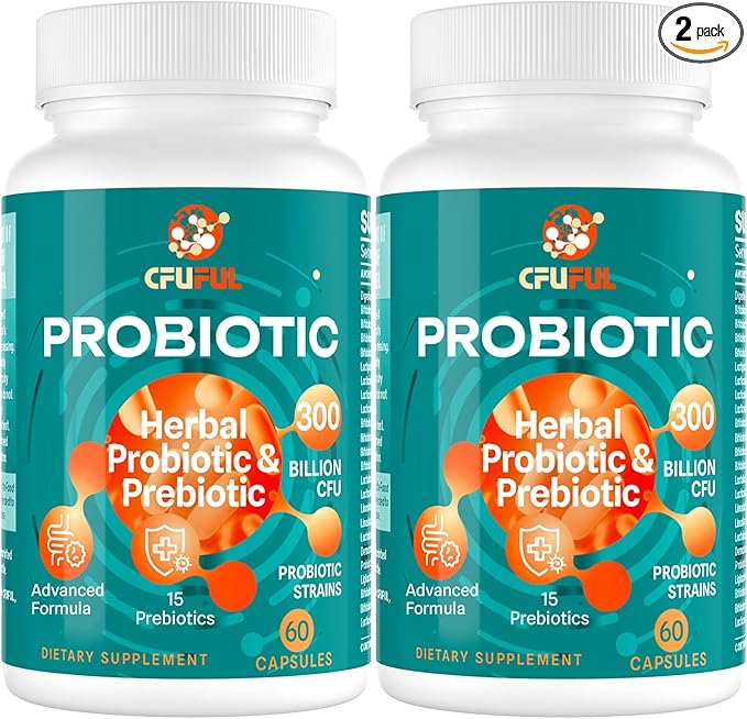 Probiotics for Women & Men - 300 Billion CFU, 24 Strains Probiotic + 15 Organic Herbs Prebiotics Blend, for Overall Digestive Gut Health, Immune, Constipation & Bloating, Shelf Stable - 4 Month Supply