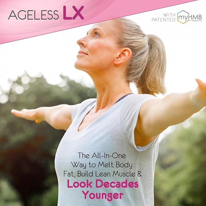 AgelessLX Powder Supplement for Women - with HMB Collagen Enhancer Plus Vitamin D3 with K2, Horsetail and Biotin for Lean Muscle and Stronger Hair and Nails - 30 Powder Packets, Wild Berry