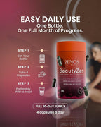 Zenos Health BeautyZen - Beauty Supplement for Hair Growth with DHT Blocker, Biotin Collagen Keratin & Antioxidants Supplement, Androgen Blocker, Anti Aging, Keratin Complex - Made in USA, 120 Caps