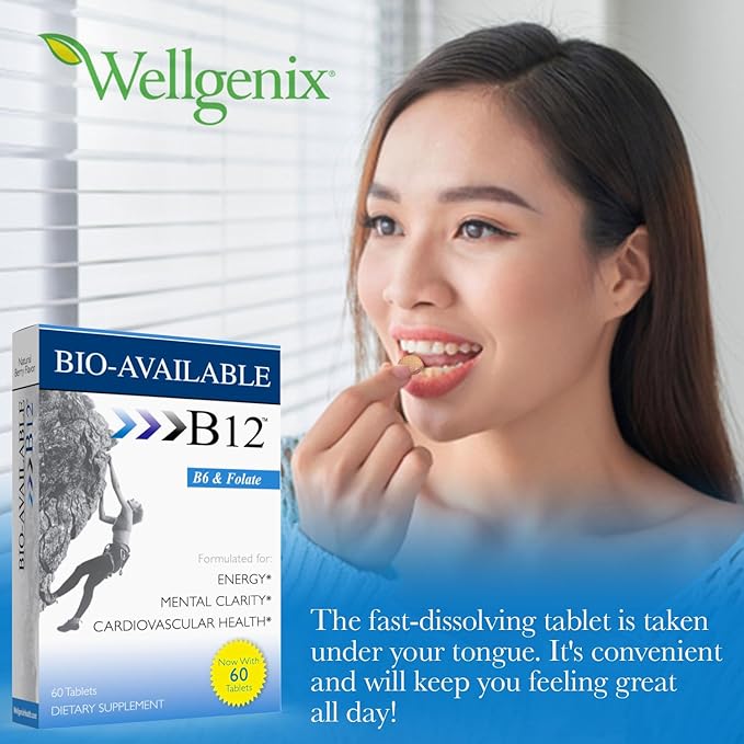 Wellgenix Bio Available Daily Multivitamins (60 ct) - Focus Support Formula with Vitamins Methyl B12, B6, Folate & Biotin - Sublingual Energy & Diet Supplement for Immune & Overall Health