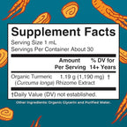 MARYRUTH'S Organics Organic Turmeric Liquid Extract | Sugar Free | USDA Organic | Organic Turmeric Supplement | Non-GMO | Gluten Free | Vegan | Alcohol-Free Tincture | 1 Fl Oz