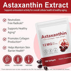 2 Pack Astaxanthin Supplements 12mg, Premium Astaxanthin Antioxidant Supplements with Antioxidant Activity, Supports Eye, Skin, Immune, Joint, Internal Circulation