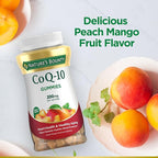 Nature's Bounty CoQ10 Gummies, Supports Heart Health, CoQ10 200mg, Peach Mango Flavor, 100 Coun (Pack of 3)