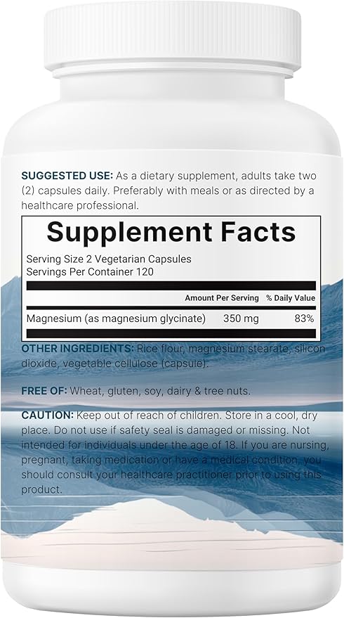 Micro Ingredients Magnesium Glycinate 350mg Per Serving, 240 Veggie Capsules | Potent Elemental Form, 100% Chelated, Highly Bioavailable | Healthy Muscle, Bones, & Mood Support Supplement | Non-GMO