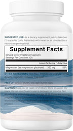 Micro Ingredients Magnesium Glycinate 350mg Per Serving, 240 Veggie Capsules | Potent Elemental Form, 100% Chelated, Highly Bioavailable | Healthy Muscle, Bones, & Mood Support Supplement | Non-GMO