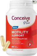 CONCEIVE PLUS Motility Support for Men | Boost Sperm Volume & Count | Spermidine Supplements with Vitamin D, E, Zinc, Antioxidants – Multivitamin Fertility Supplements for Men, 60 Caps