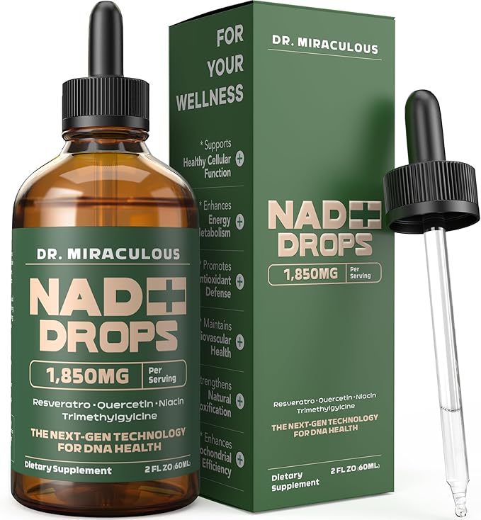 Pure NAD+ Supplements 1850mg Liquid Drops for Women & Man | Nicotinamide Riboside Organic NAD Plus Boosting Supplement - Natural Lemon Flavor