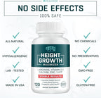 Height Growth Maximizer, Calcium, Vitamin D3 and Zinc Blend Pills, Bone Growth Supplement for Kids and Teens, Bone Strength, Density Support, GMO-Free, Gluten-Free, Made in USA, 120 Caps