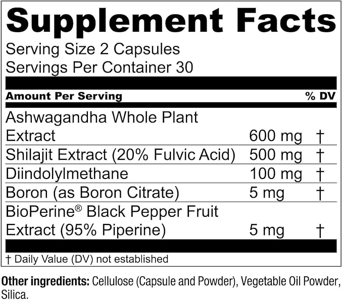 Essential Elements T-Hero - Daily Testosterone Support for Men - Promotes Vitality & Drive - with Ashwagandha, Shilajit, Boron, DIM - 60 Count - 30 Servings