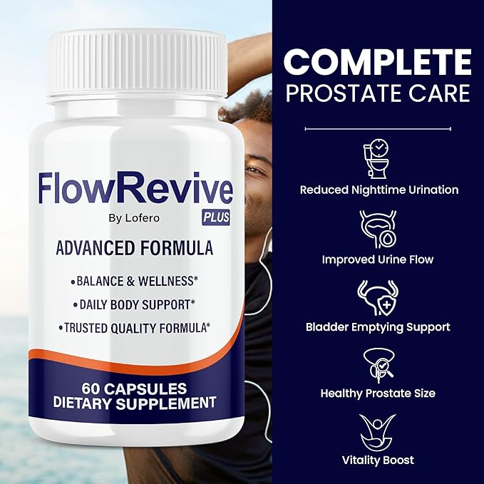 (2 Pack) Flow Revive Capsules, FlowRevive Pills Advanced Premium Prostate Supplement Health Support Formula Vitamins for Men Urinary Function, Comfort, Flow & Balance All Natural Ingredients (120 ct)